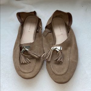 ZARA Tassel Suede Flats Nude Size 38